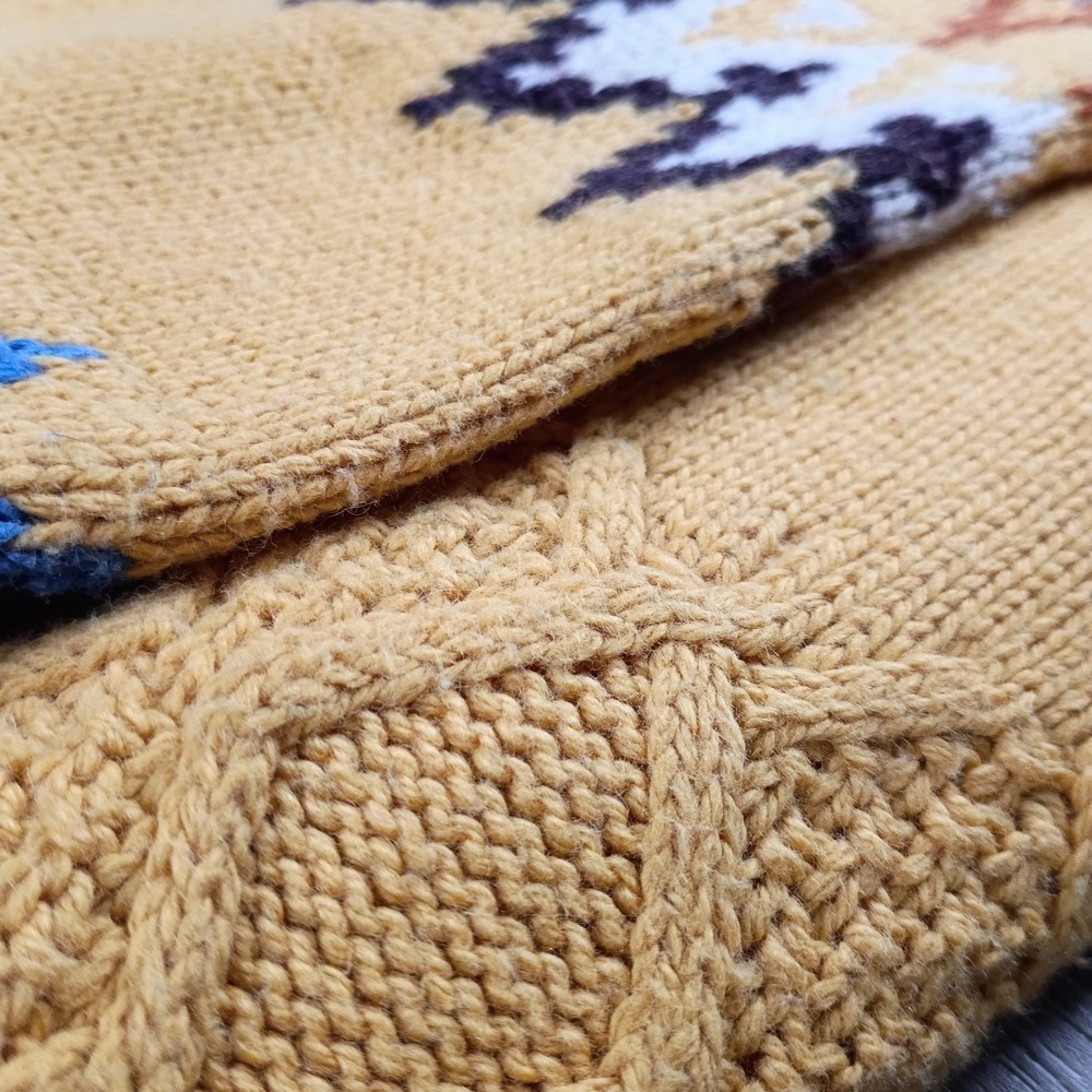 Sundance Women's Sz S Yellow Sweater Fair Isle Nordic Boho Cotton Wool Blend - Picture 10 of 11